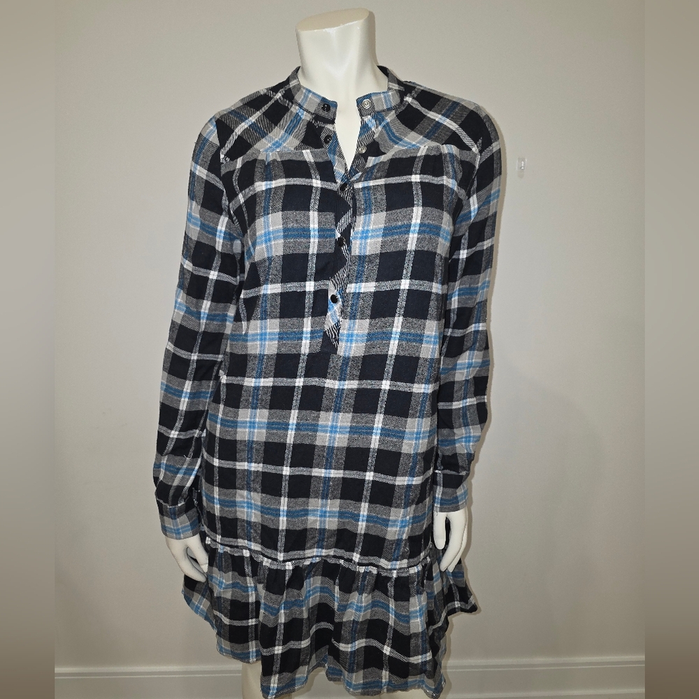 ICHI Flannel Plaid Shirt Dress XS - Picture 4 of 15